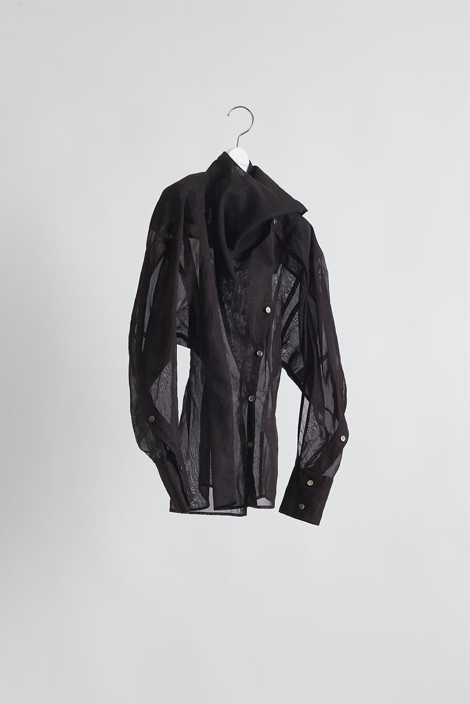 Scarf Neck Organza Shirt