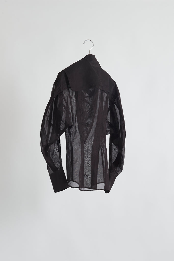 Scarf Neck Organza Shirt
